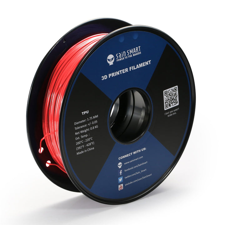 SainSmart Neon Scarlet red 95A TPU filament on an 800g spool