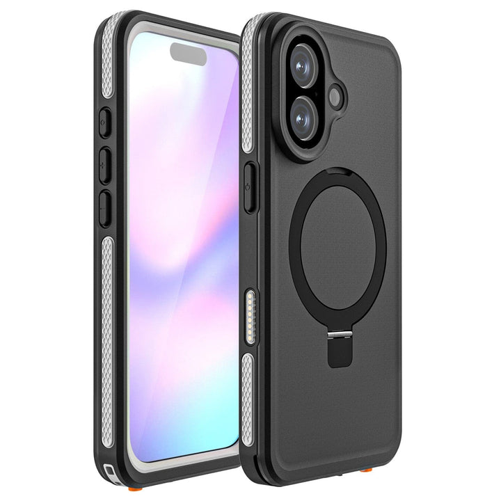 SaharaCase Oasis MagSafe-Compatible Waterproof Case for iPhone 17 — front and rear views