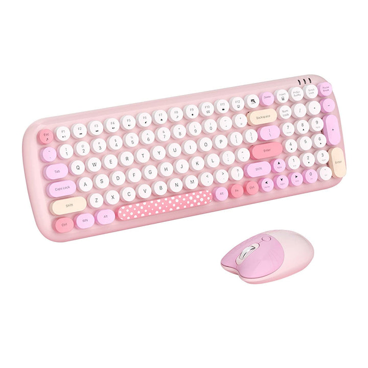 Pink KB15 compact 100-key keyboard and matching mouse