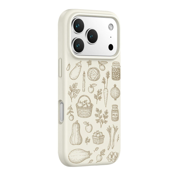 SaharaCase Inspire Silicone Case for iPhone 17 Pro — beige illustrated rear view