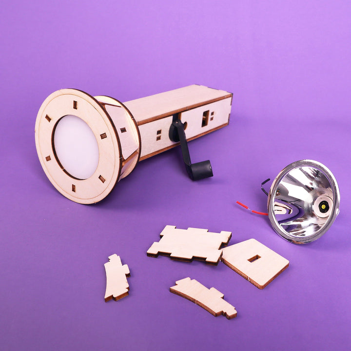 Kitsville Hand-Crank LED Flashlight Kit — hand-crank light and parts