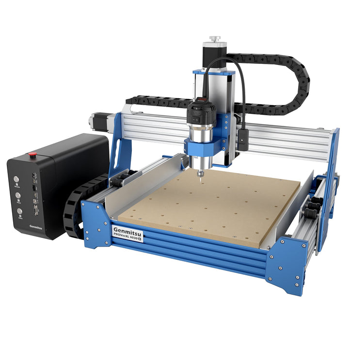 Genmitsu PROVerXL 4030S CNC Router — 710W — three-quarter view with spindle and control box