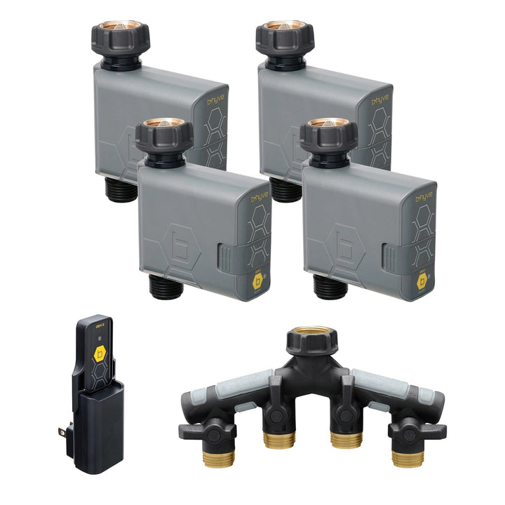 Orbit Gen 2 B-hyve Smart Hose Watering Timer Bundle 4-pack w/Hub & Manifold 21207