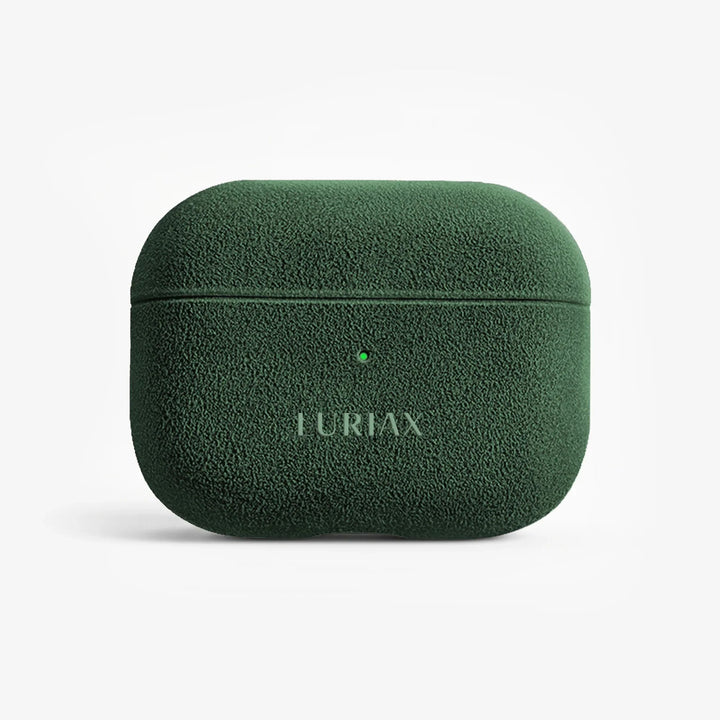Luriax Alcantara AirPods Pro 2 / Pro 3 Case — British Racing Green — front view