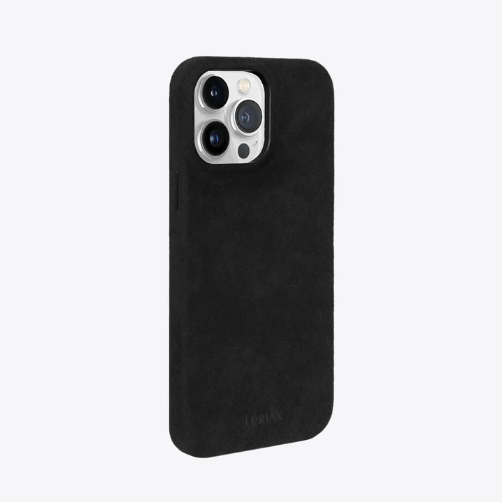 Luriax Signature Handcrafted Case iPhone 15 — Pure Black — rear view and camera opening