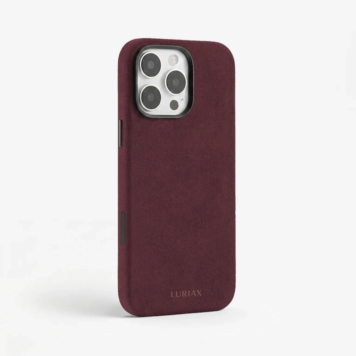 Luriax Modern iPhone 16 Case — Bordeaux — rear view and camera opening