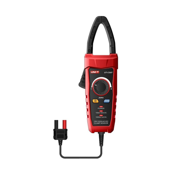 UNI-T UT-CS07 current probe with attached connection cable and plugs