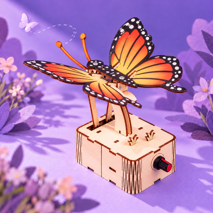 Kitsville Flapping Butterfly Motorized Engineering Kit — painted flapping butterfly