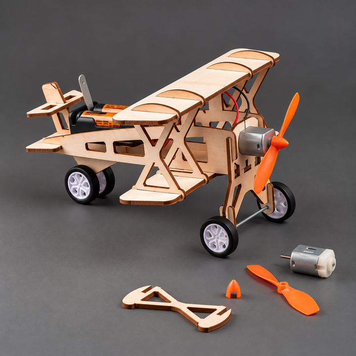 Kitsville ST039: Motorized wooden biplane and parts