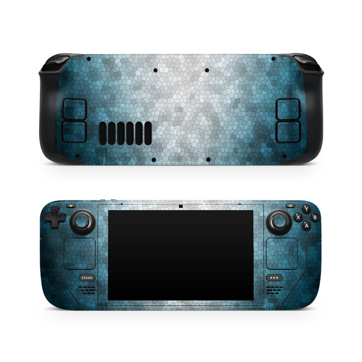 DecalGirl Atmospheric skin shown on the front and back of a Valve Steam Deck