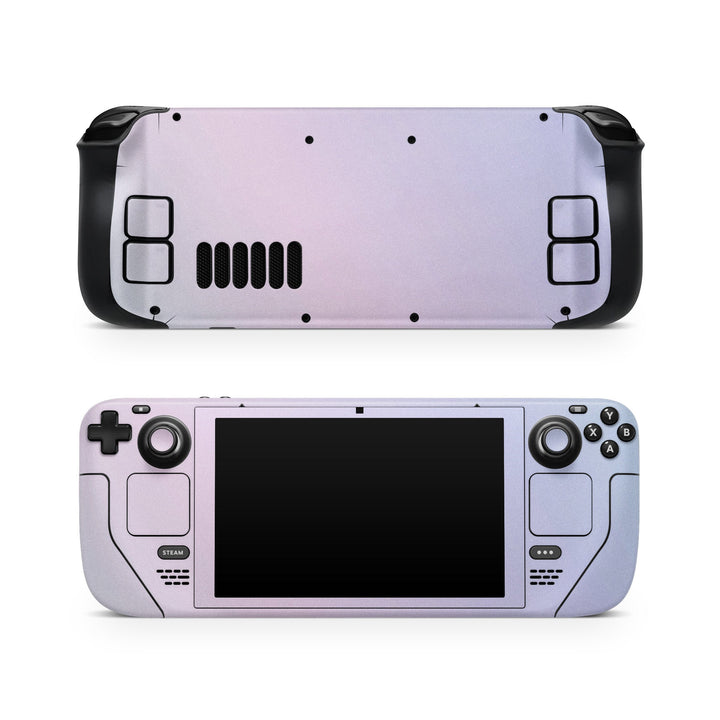 DecalGirl Cotton Candy skin shown on the front and back of a Valve Steam Deck