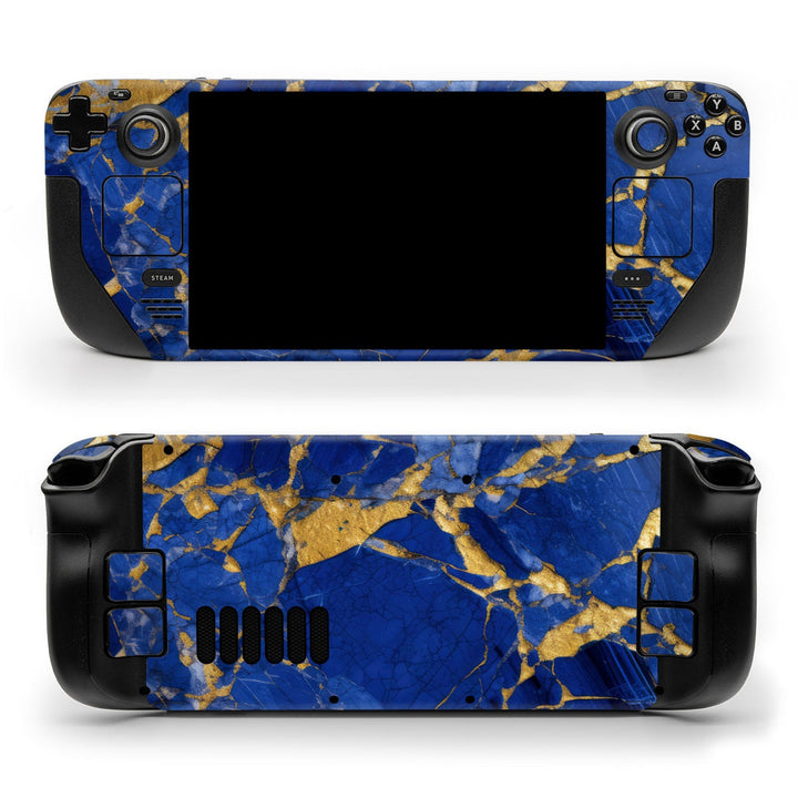DecalGirl Lapis Lazuli skin shown on the front and back of a Valve Steam Deck