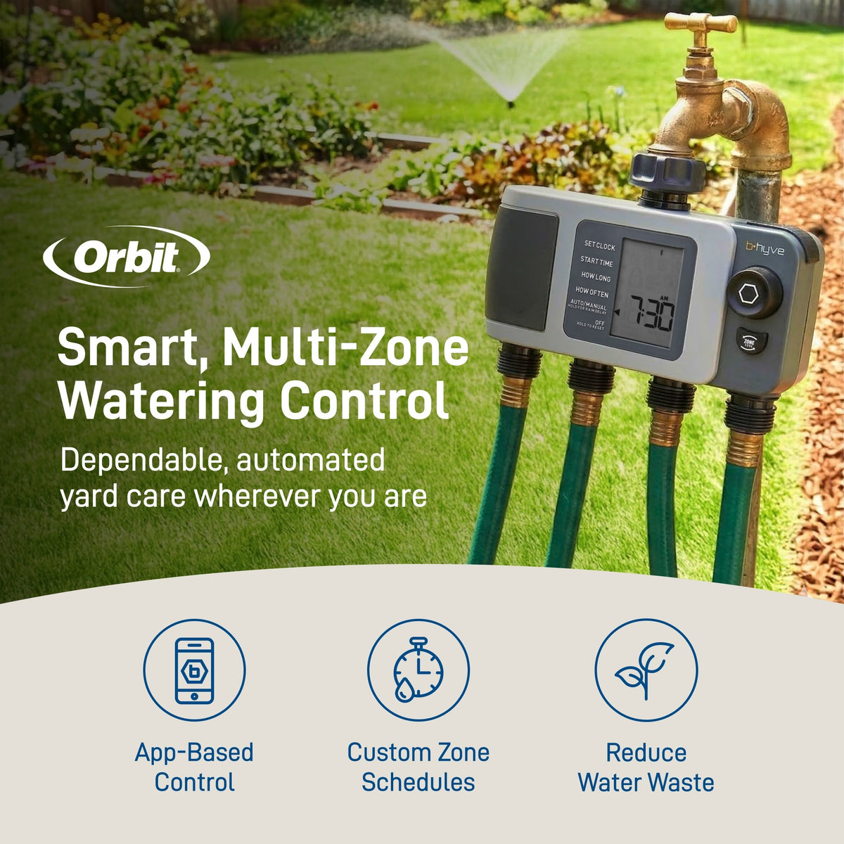 Orbit B-hyve XD 4-Outlet Bluetooth Hose Faucet Sprinkler Timer | 24634