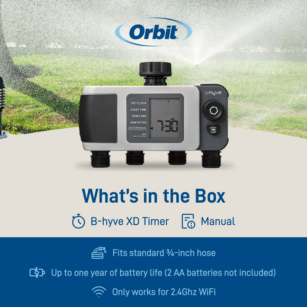 Orbit B-hyve XD 4-Outlet Bluetooth Hose Faucet Sprinkler Timer | 24634