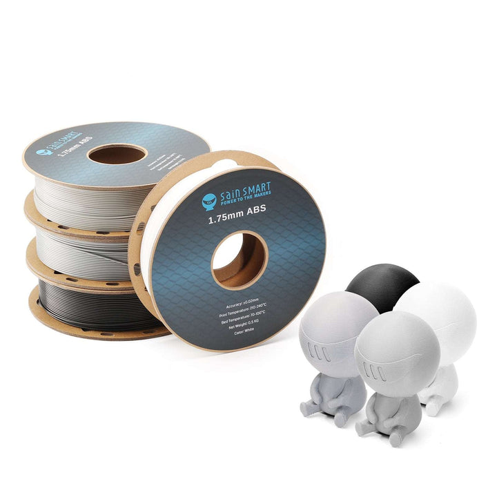 SainSmart four-color ABS spool pack with sample prints