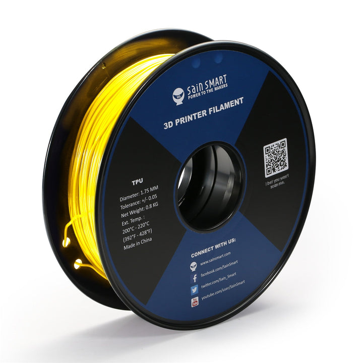 SainSmart Neon Yellow 1.75mm TPU filament on an 800g spool