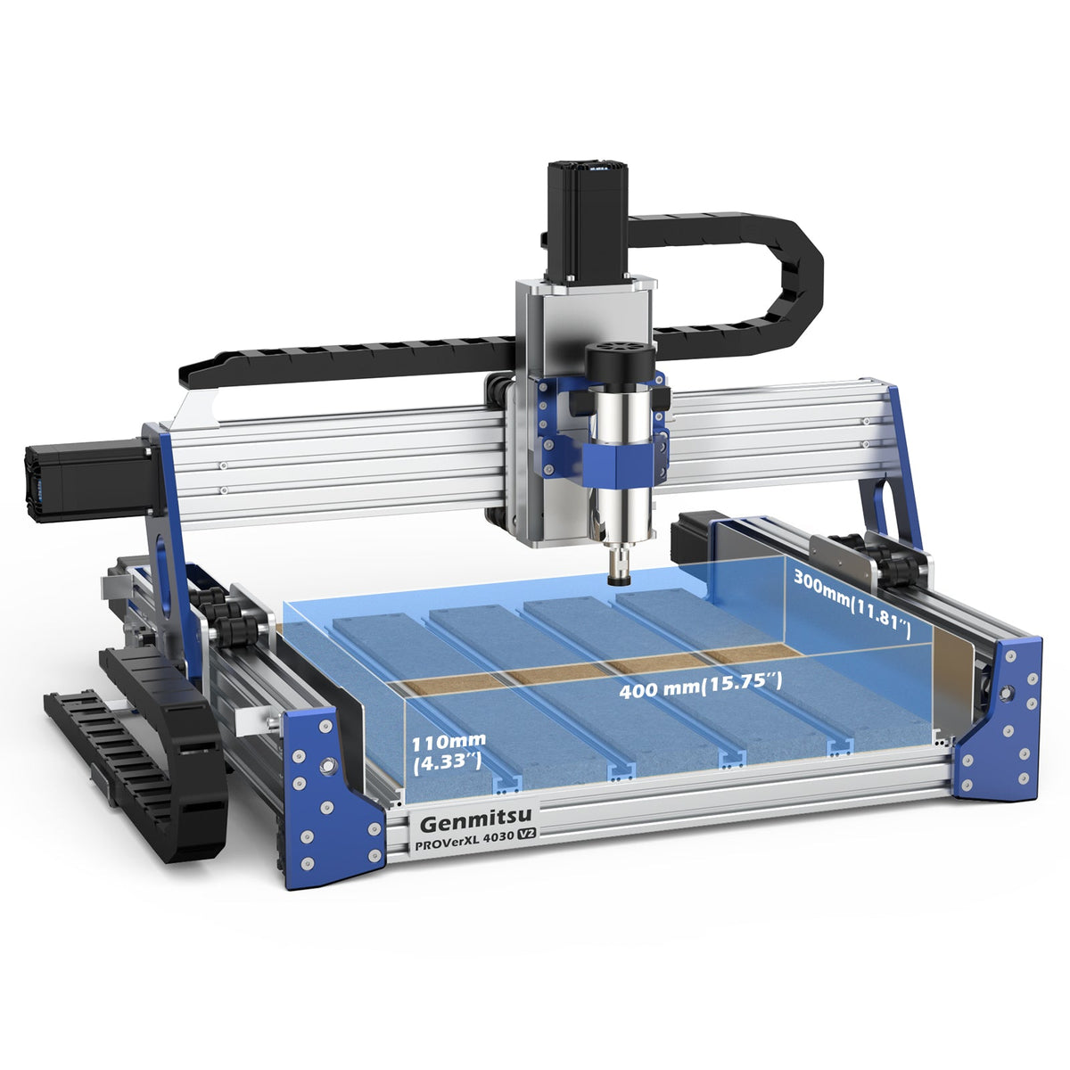 Genmitsu PROVerXL 4030 V2 CNC Router — 400 by 300 by 110mm working-envelope diagram