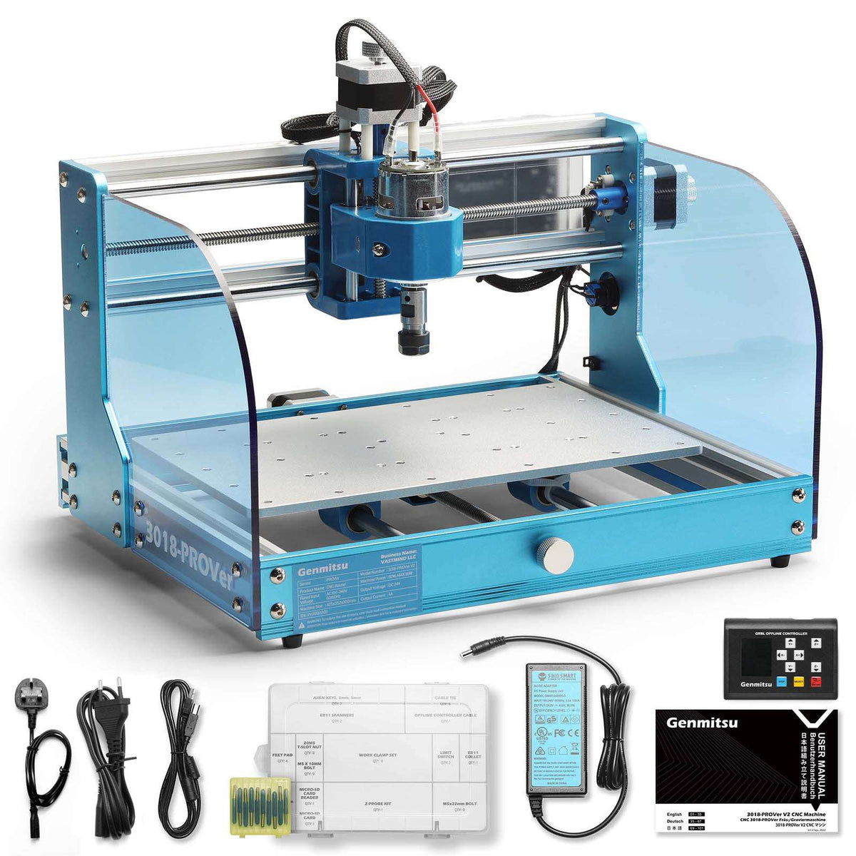 Genmitsu 3018-PROVer V2 CNC router with offline controller and accessories