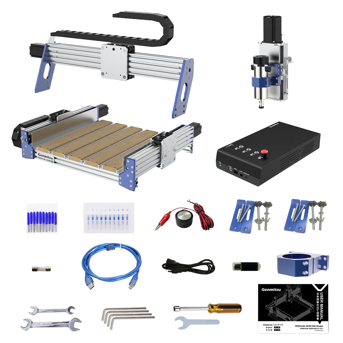 Genmitsu PROVerXL 4030 V2 CNC Router — machine modules and assembly accessories