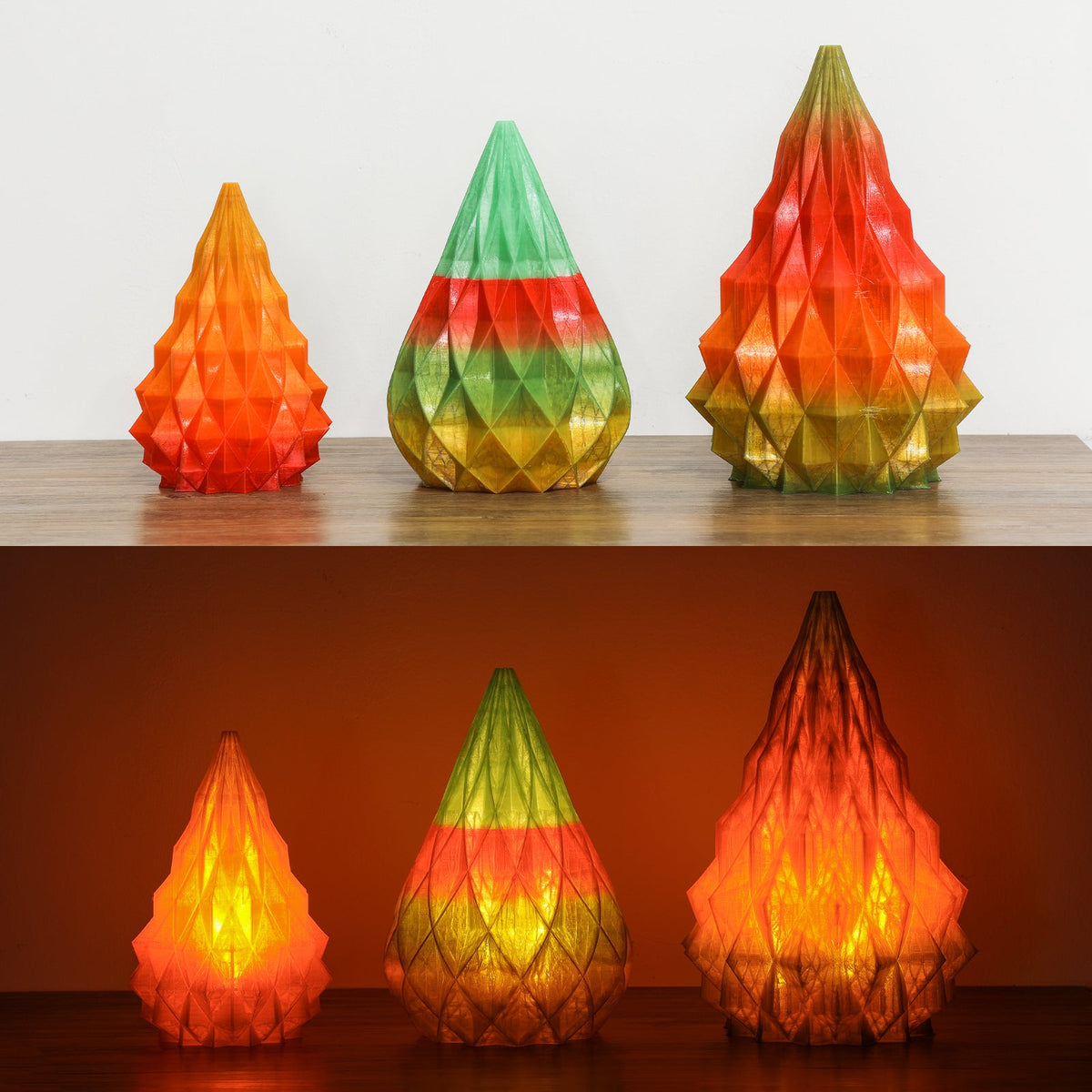 Translucent rainbow printed models with and without separate illumination