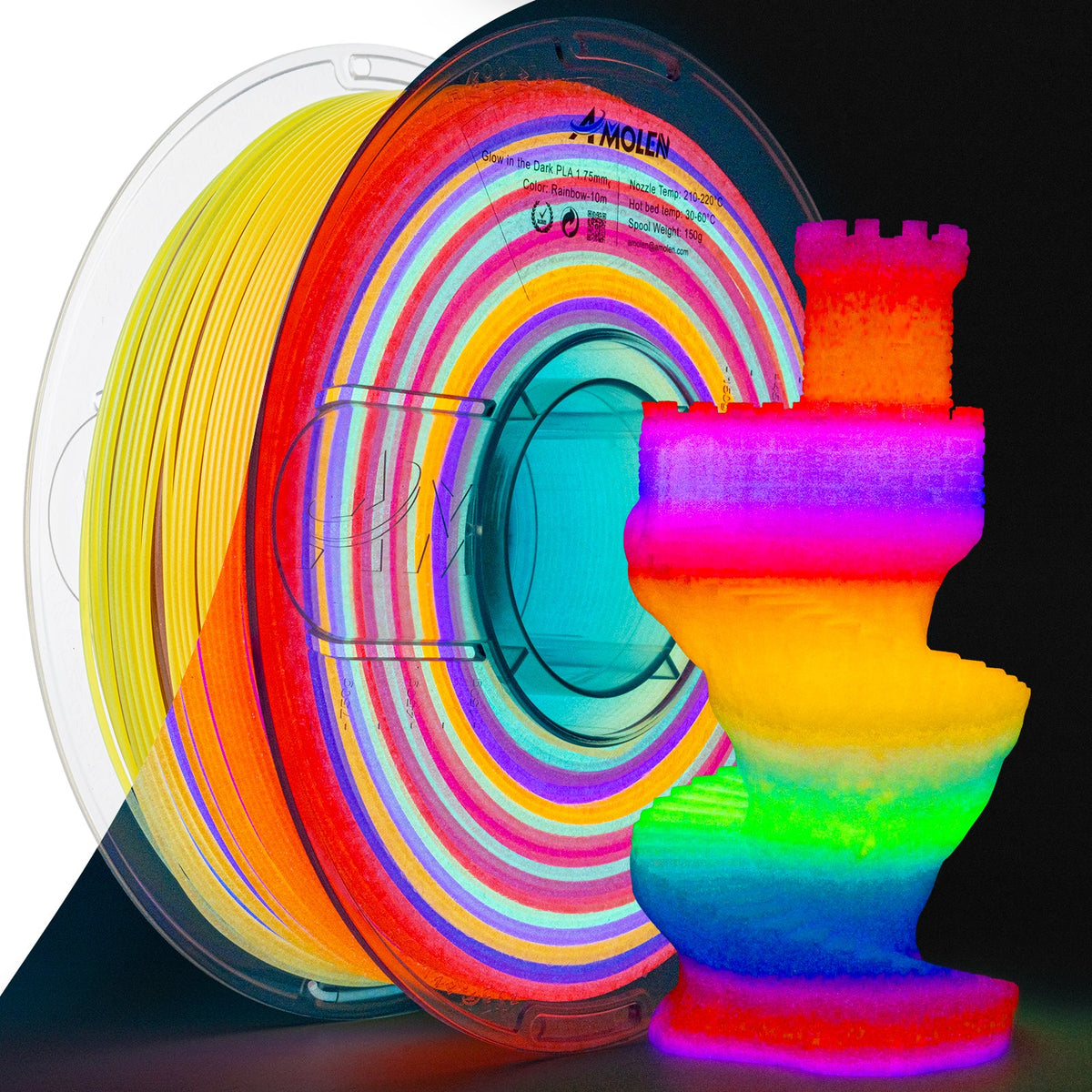 Amolen PLA Glow-in-the-Dark 1.75mm, 1KG/2.2LB
