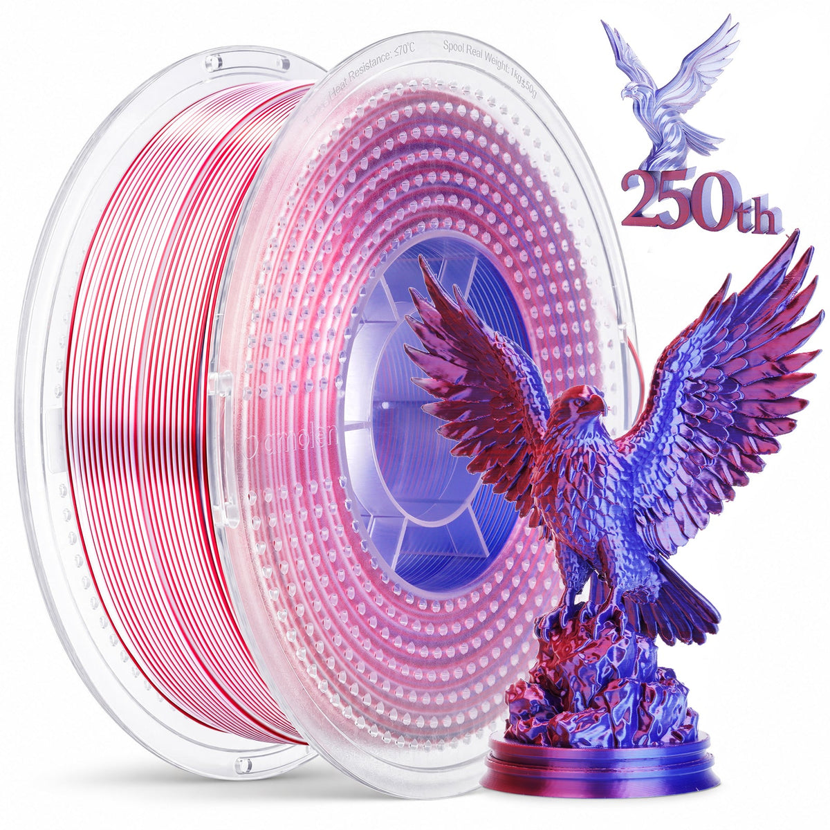 Amolen PLA Silk Triple Color 1.75mm, 1KG/2.2LB