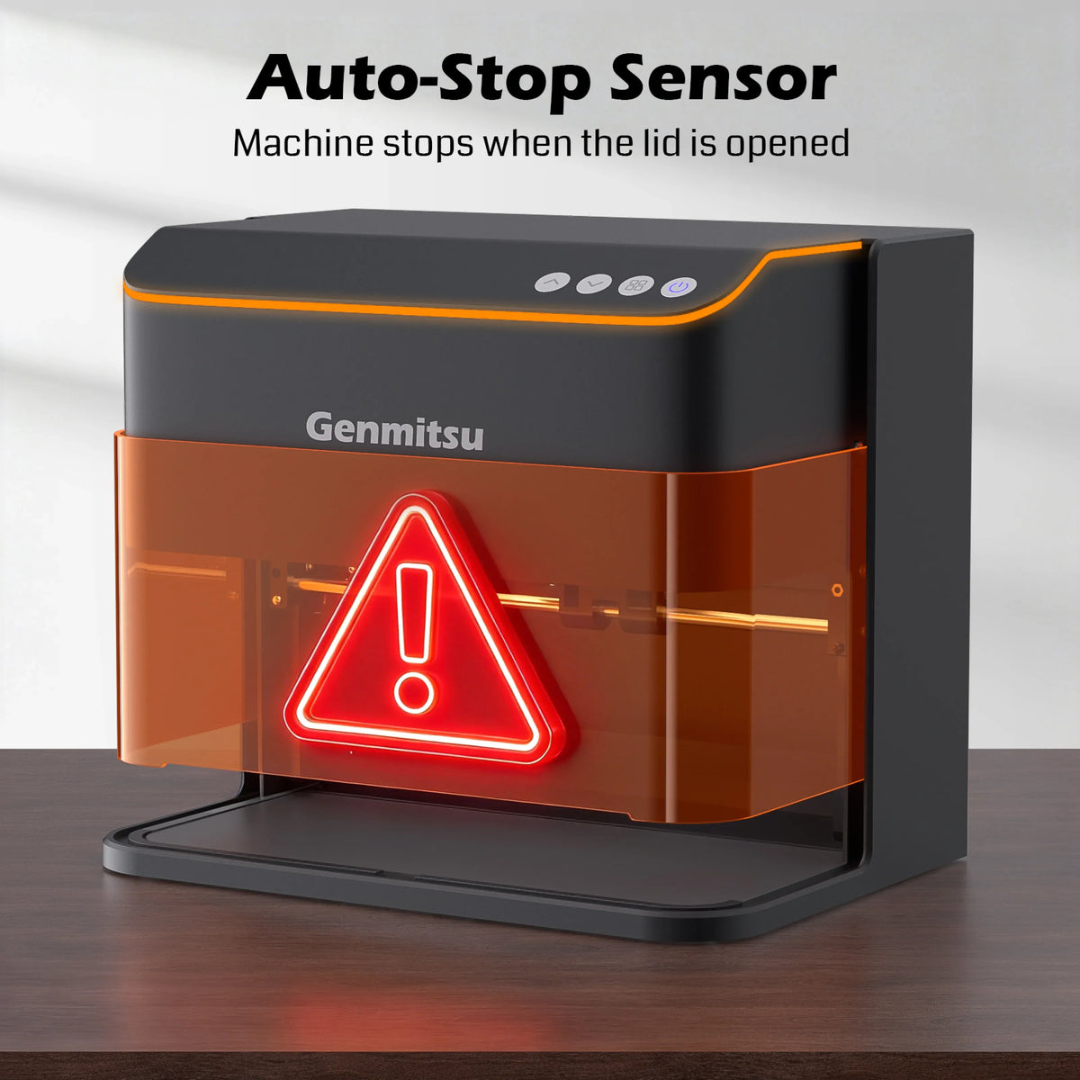 Kintix protective shield lifted to illustrate its stop sensor
