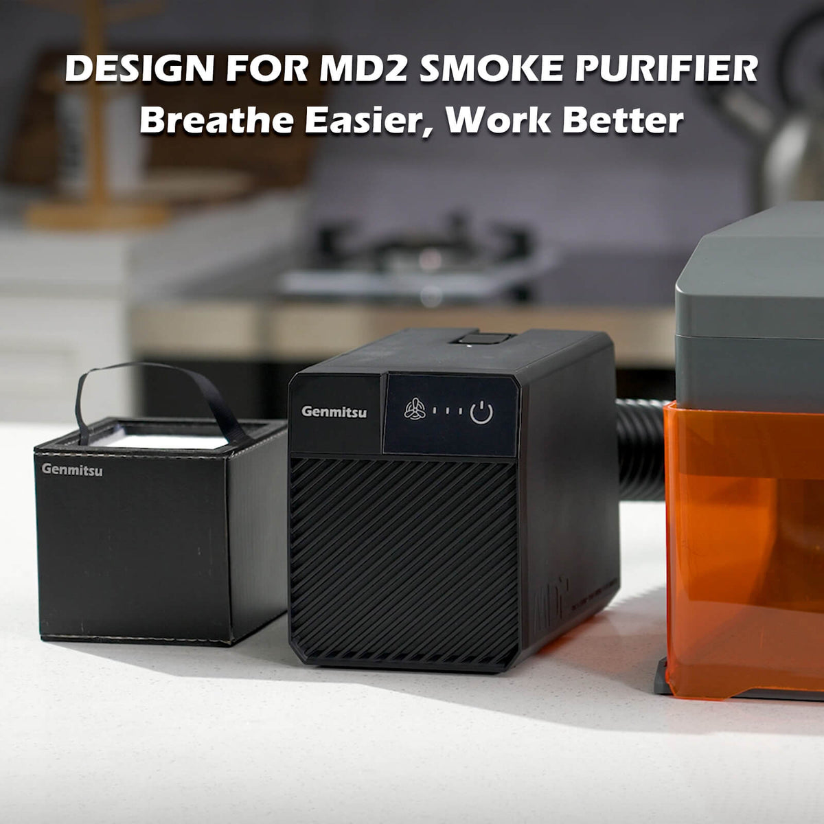 Genmitsu MD2 replacement cartridge beside the smoke purifier