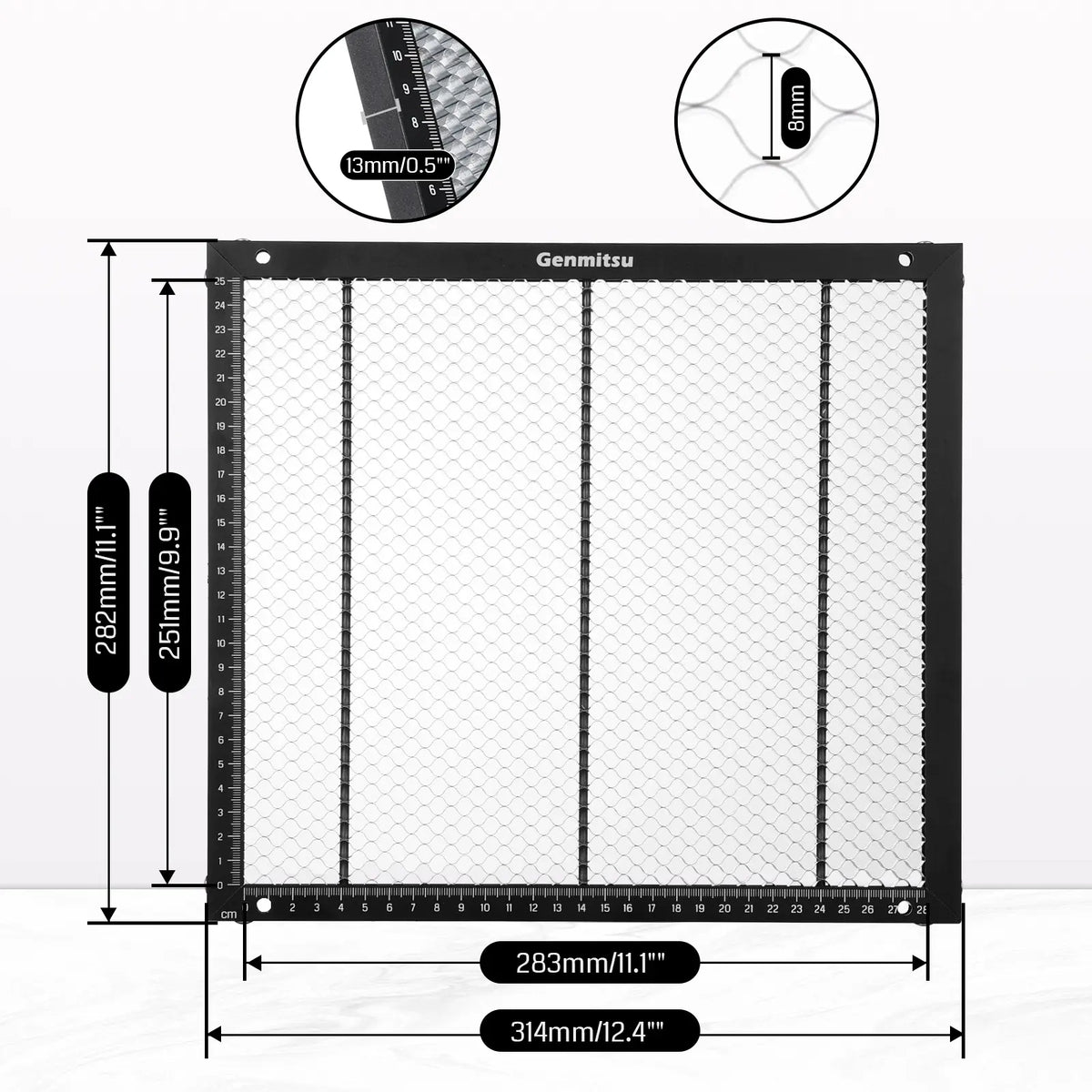 Genmitsu Kortek honeycomb bed dimensions
