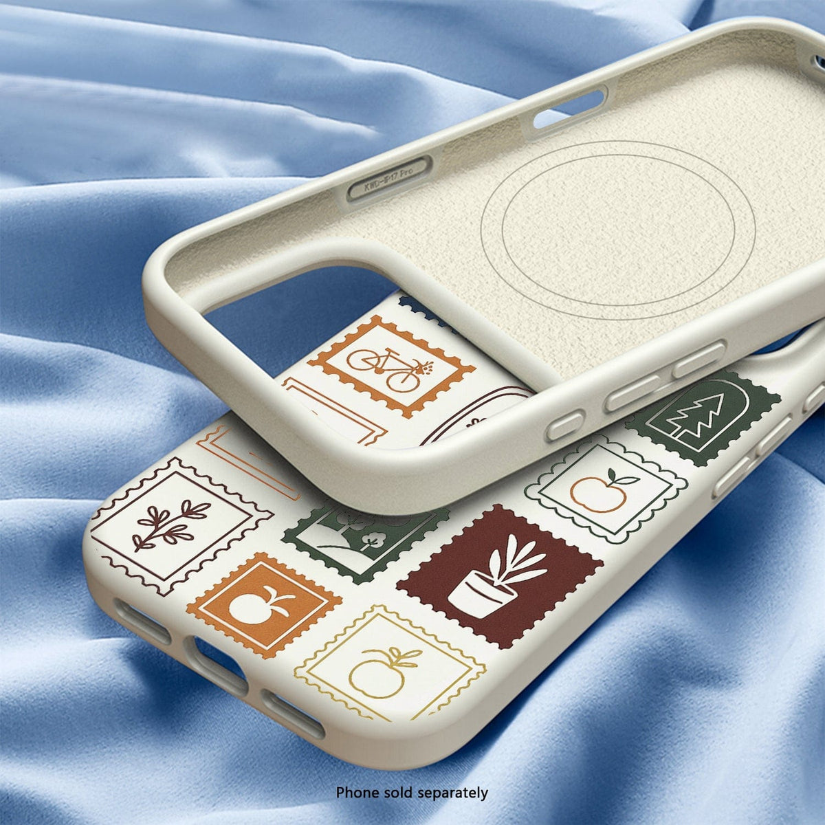 SaharaCase Inspire Silicone Case for iPhone 17 Pro — multicolor stamp patterned interior and exterior views