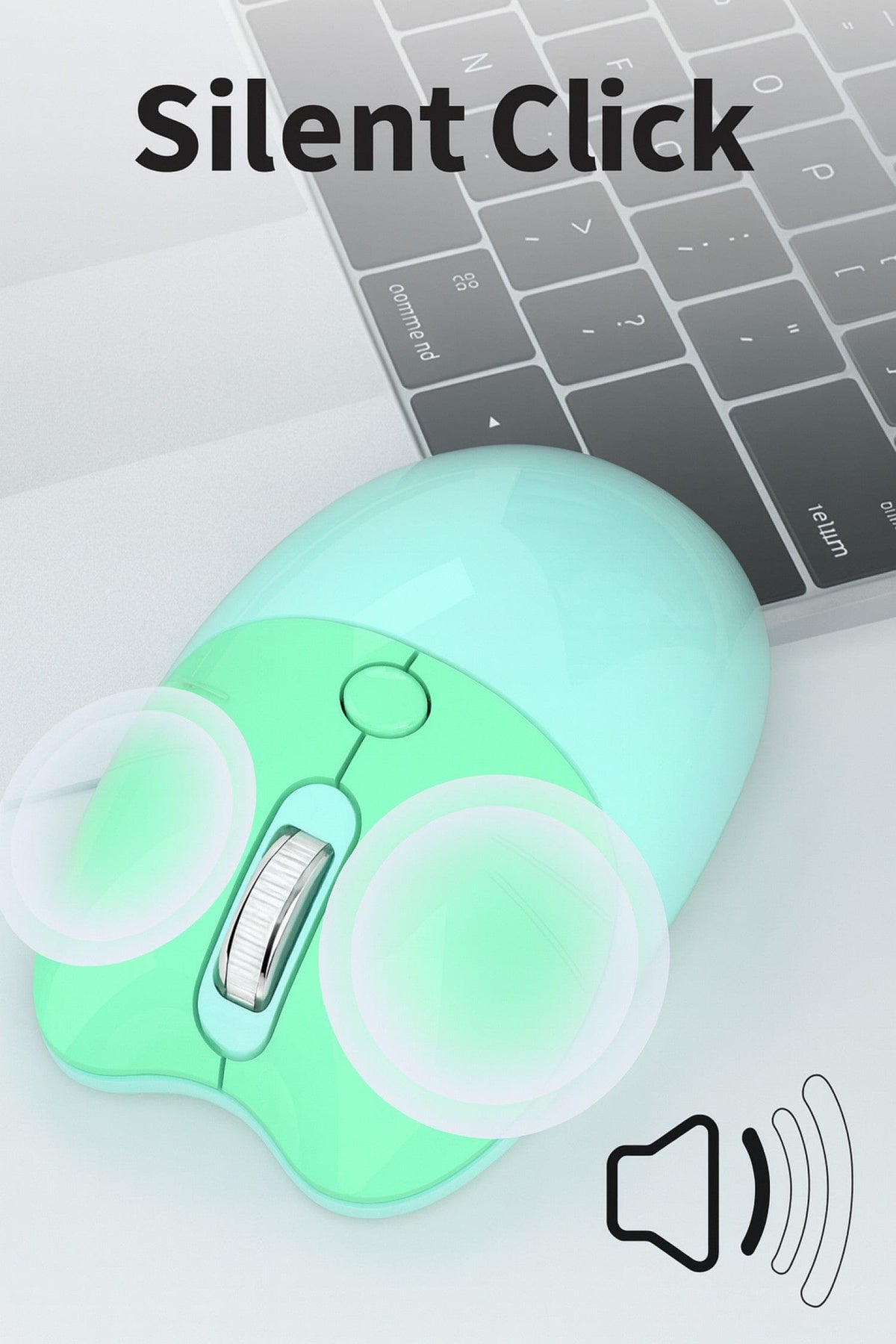 Green KB9 mouse quiet-click feature illustration