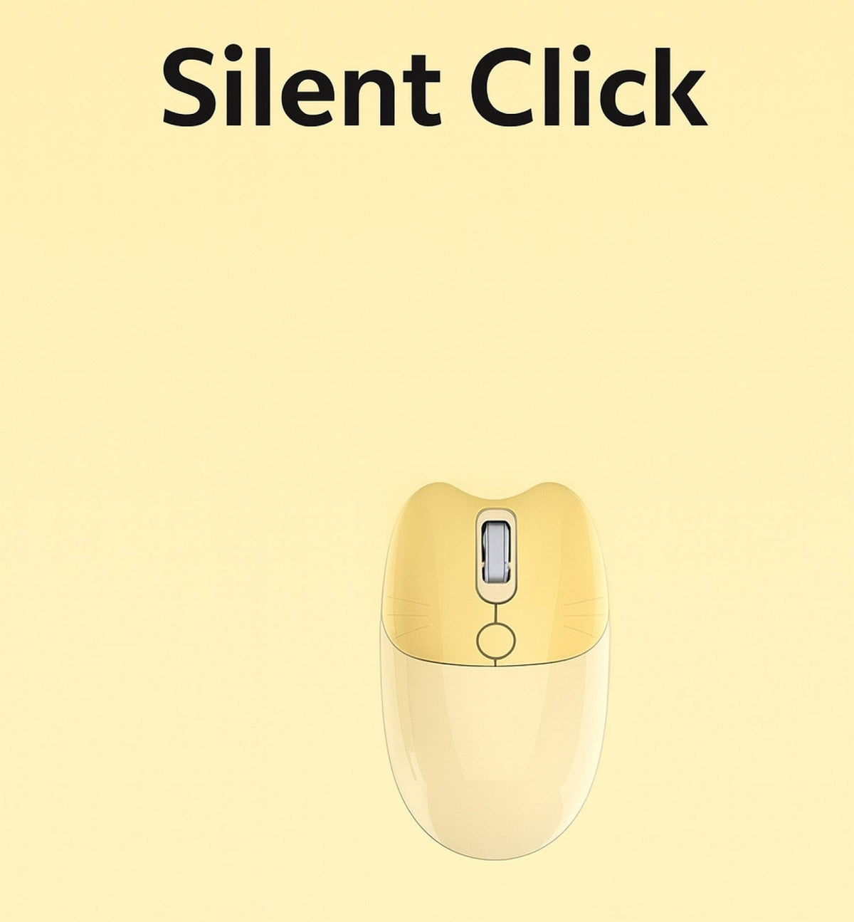 Yellow KB13 mouse quiet-click feature illustration
