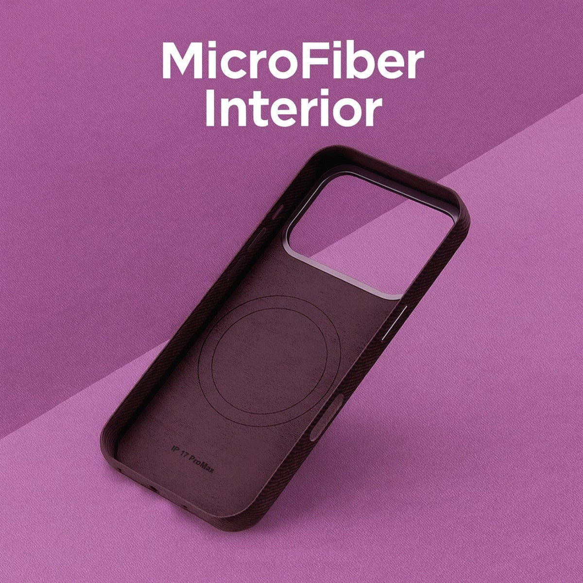 SaharaCase Indy Suede Leather Case for iPhone 17 Pro Max — purple microfiber interior