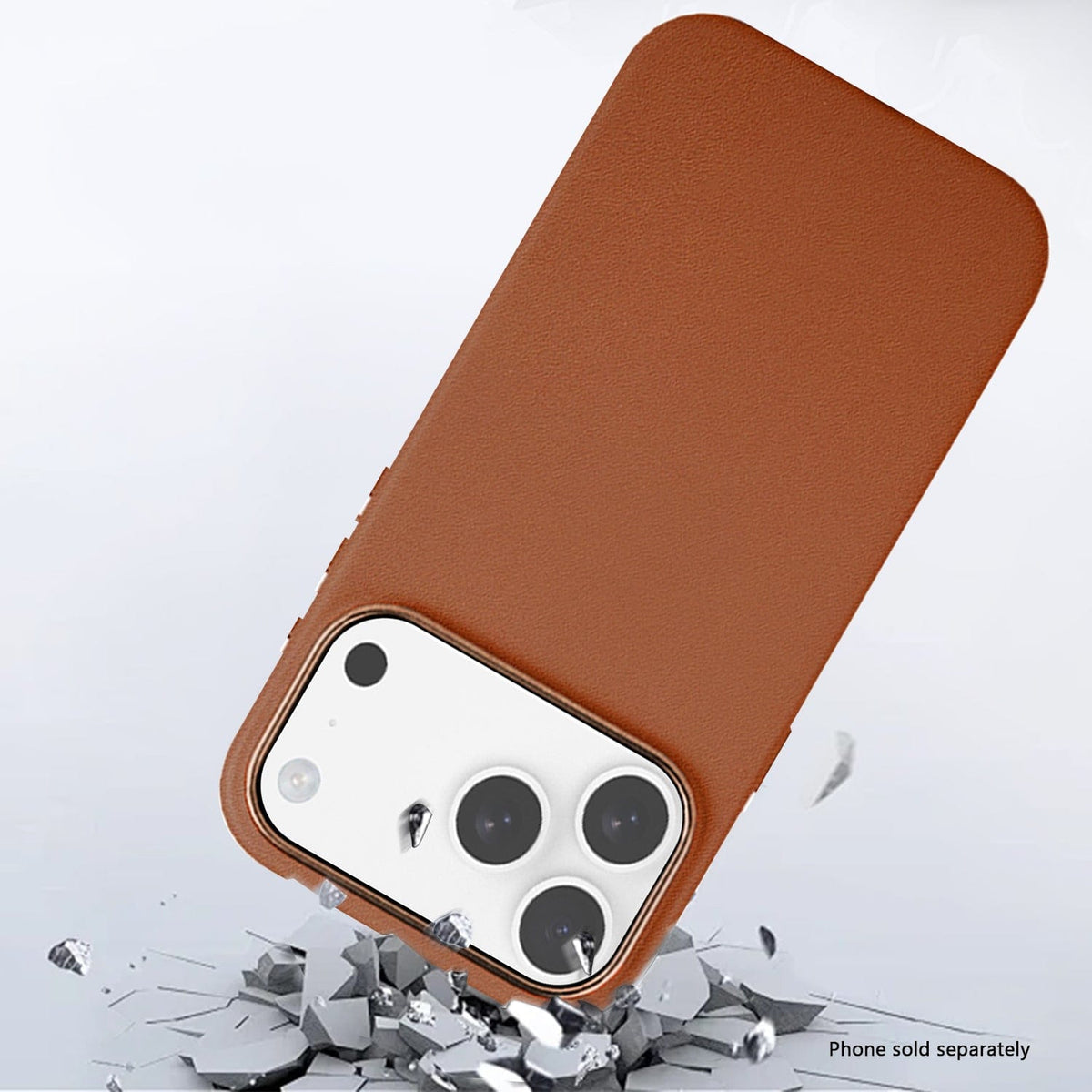 SaharaCase Indy Vegan Leather Case for iPhone 17 Pro — brown impact illustration