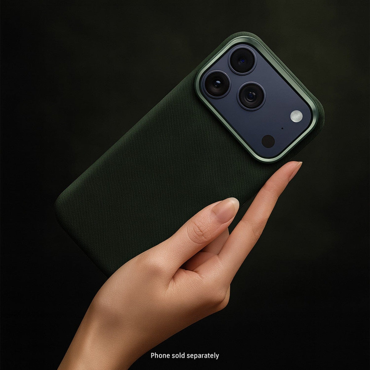 SaharaCase Indy Suede Leather Case for iPhone 17 Pro Max — green case held in hand