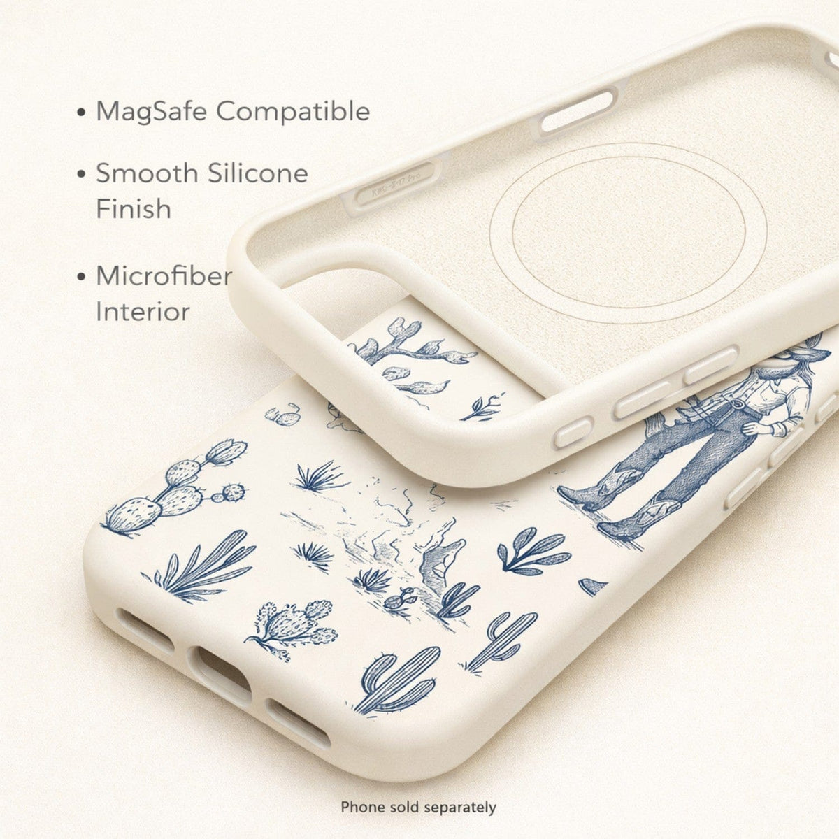 SaharaCase Inspire Silicone Case for iPhone 17 Pro — blue desert patterned feature graphic