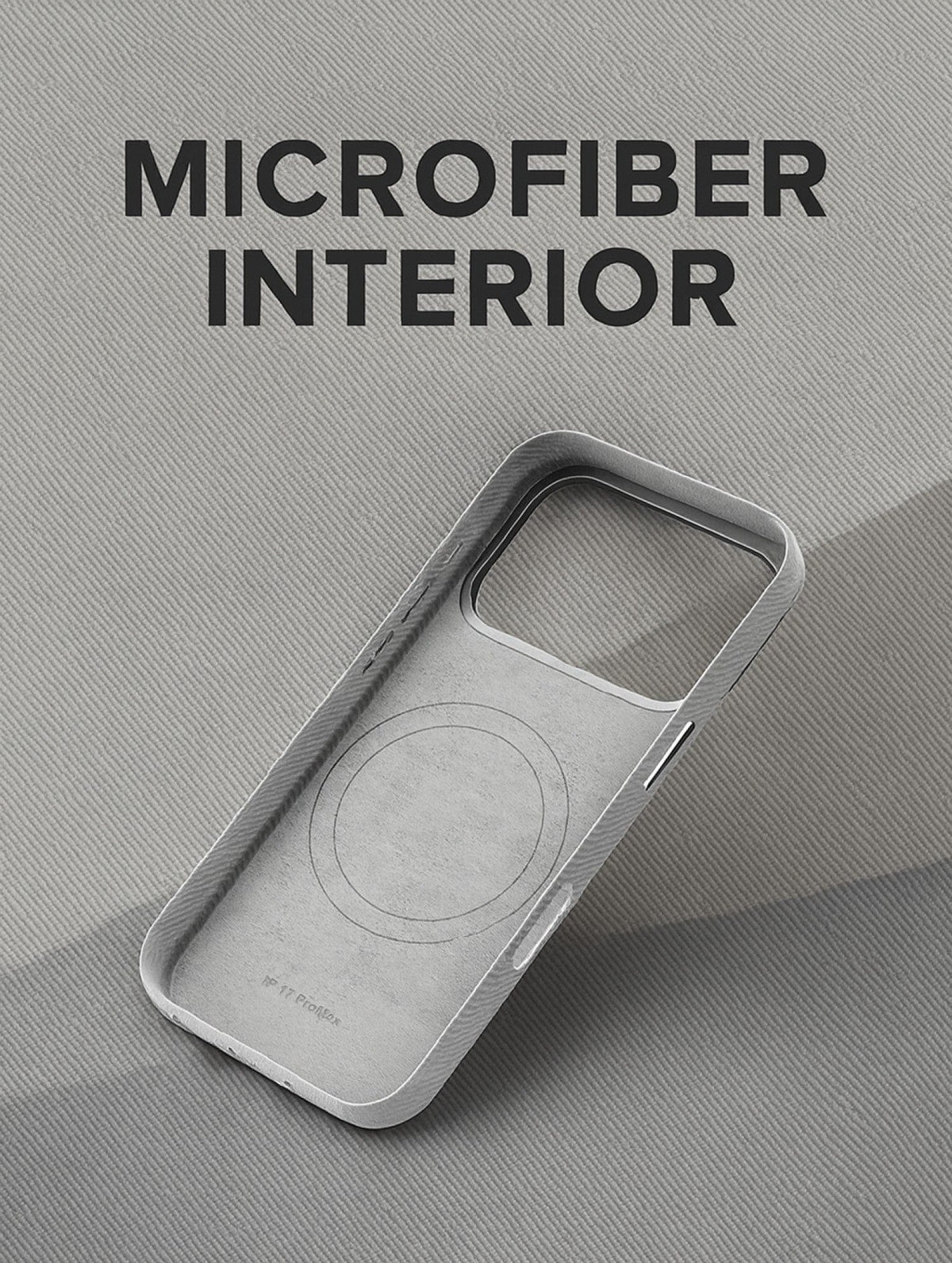 SaharaCase Indy Suede Leather Case for iPhone 17 Pro Max — gray microfiber interior
