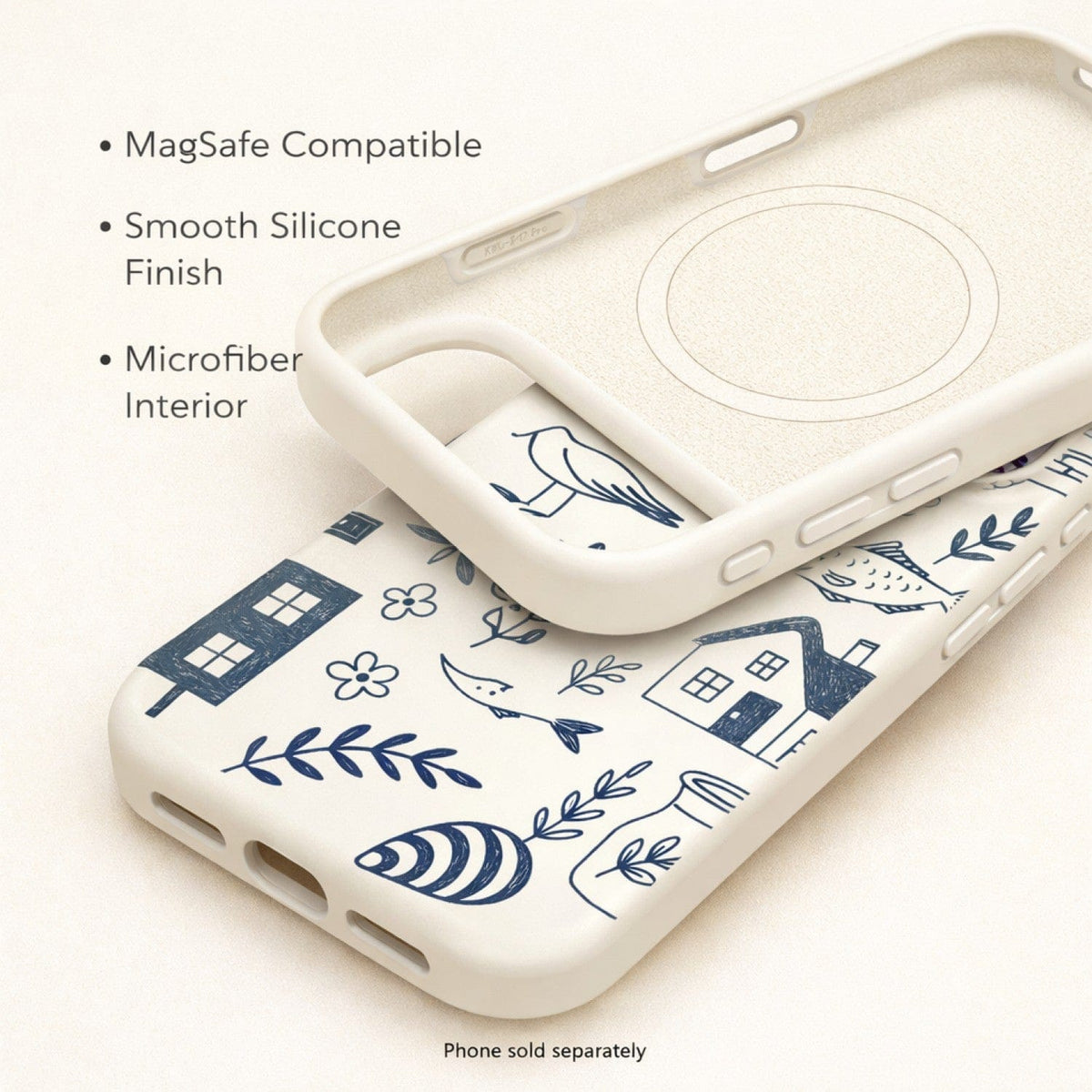 SaharaCase Inspire Silicone Case for iPhone 17 Pro — blue travel patterned feature graphic