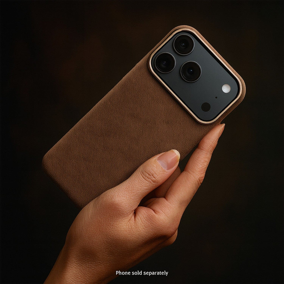 SaharaCase Indy Suede Leather Case for iPhone 17 Pro Max — brown case held in hand