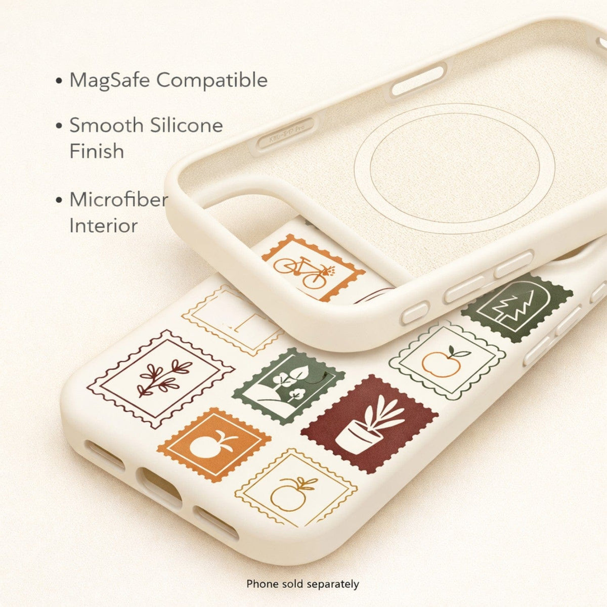 SaharaCase Inspire Silicone Case for iPhone 17 Pro — multicolor stamp patterned feature graphic