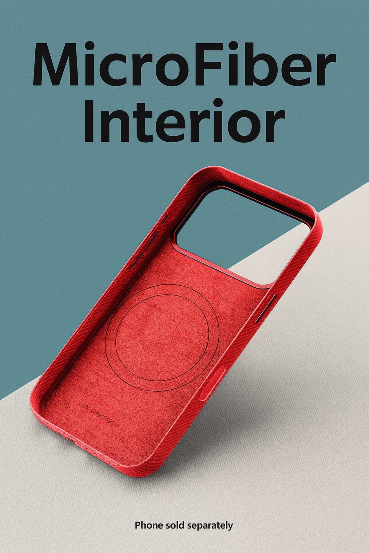 SaharaCase Indy Suede Leather Case for iPhone 17 Pro Max — red microfiber interior