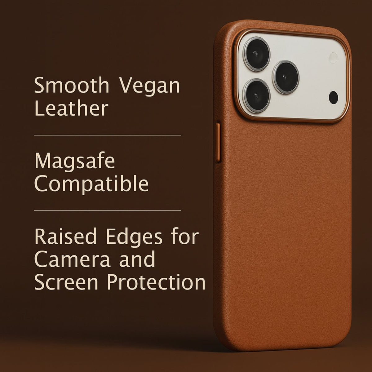 SaharaCase Indy Vegan Leather Case for iPhone 17 Pro — brown feature graphic