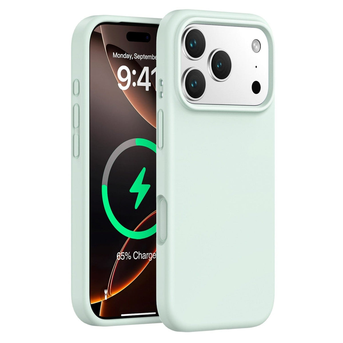 SaharaCase Venture MagSafe-Compatible Silicone Case for iPhone 17 Pro — front and rear views