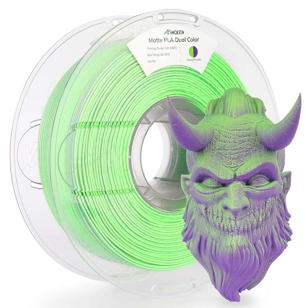 Amolen PLA Matte Dual Filament 1.75mm, 1KG/2.2LB