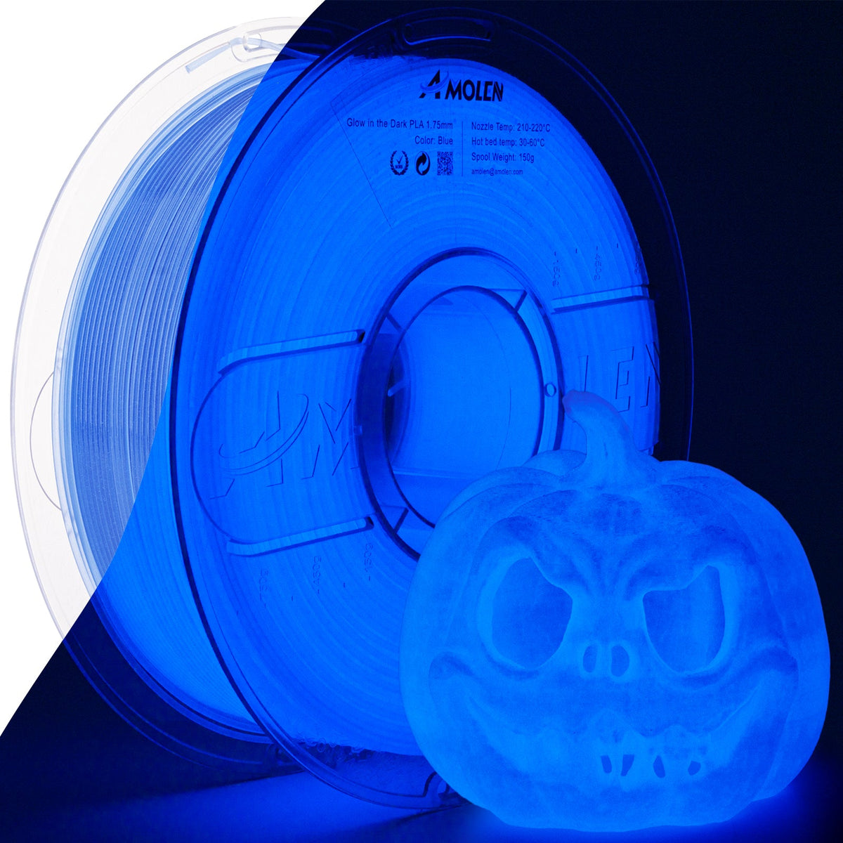 Amolen PLA Glow-in-the-Dark 1.75mm, 1KG/2.2LB