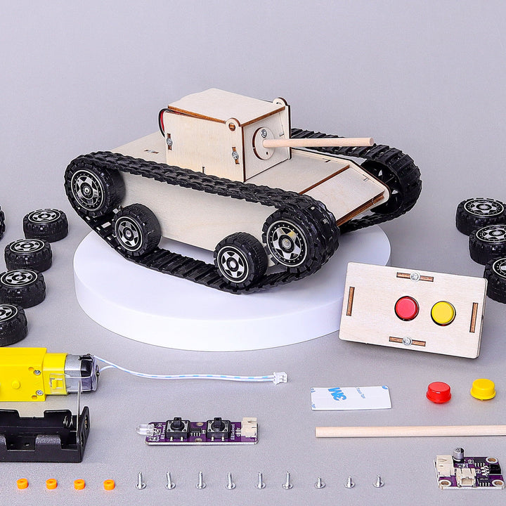 Kitsville Remote-Controlled Tank Building Kit — tank with components