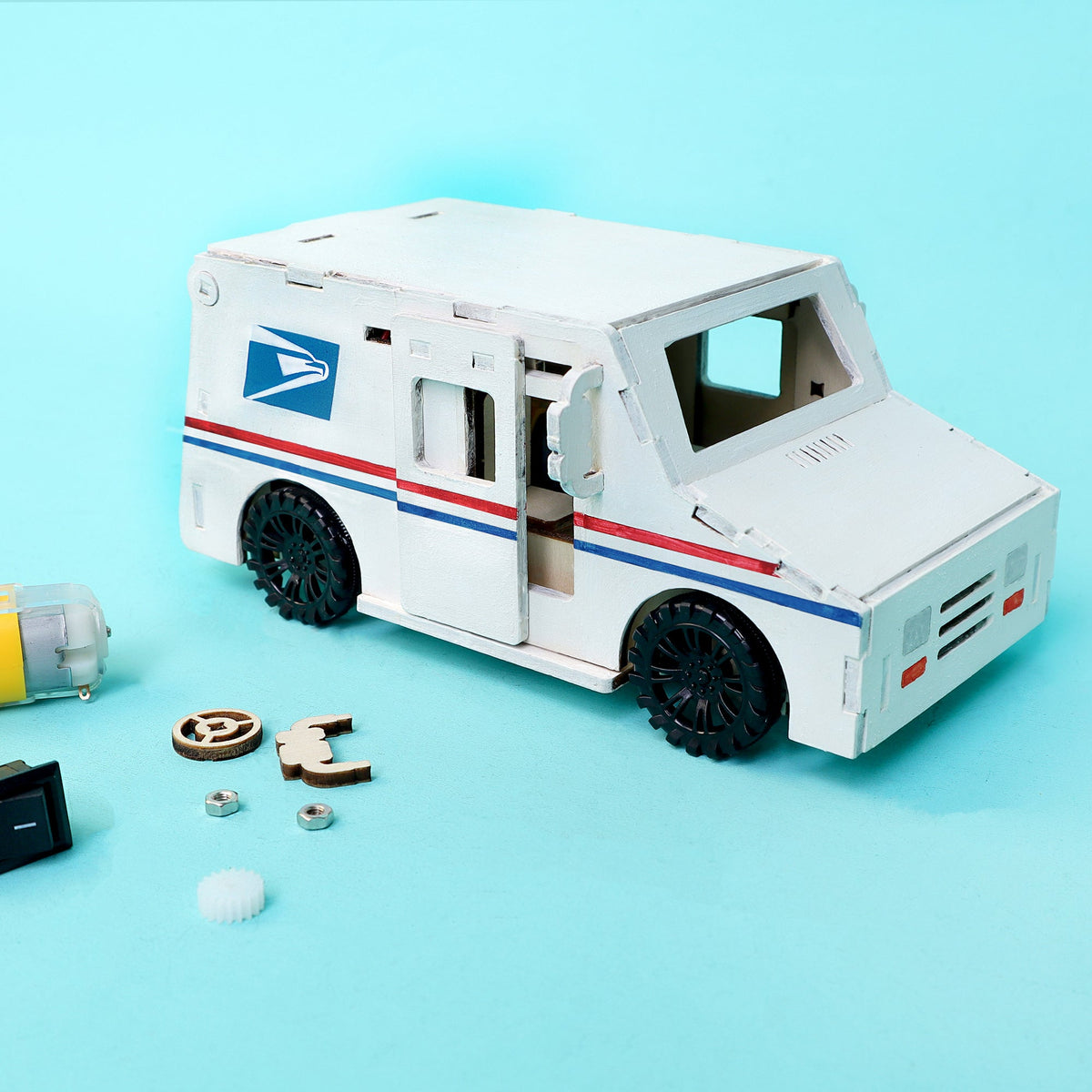 Kitsville Motorized Delivery Truck Building Kit — front angle