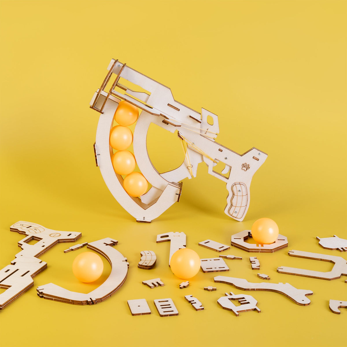 Kitsville Wooden Ball Launcher Engineering Kit — components