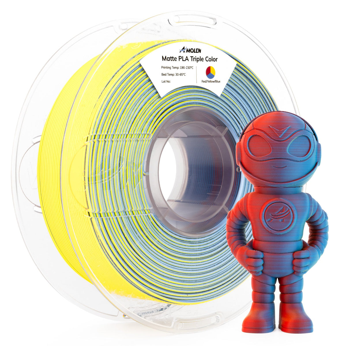 Amolen PLA Matte Triple Filament 1.75mm, 1KG/2.2LB