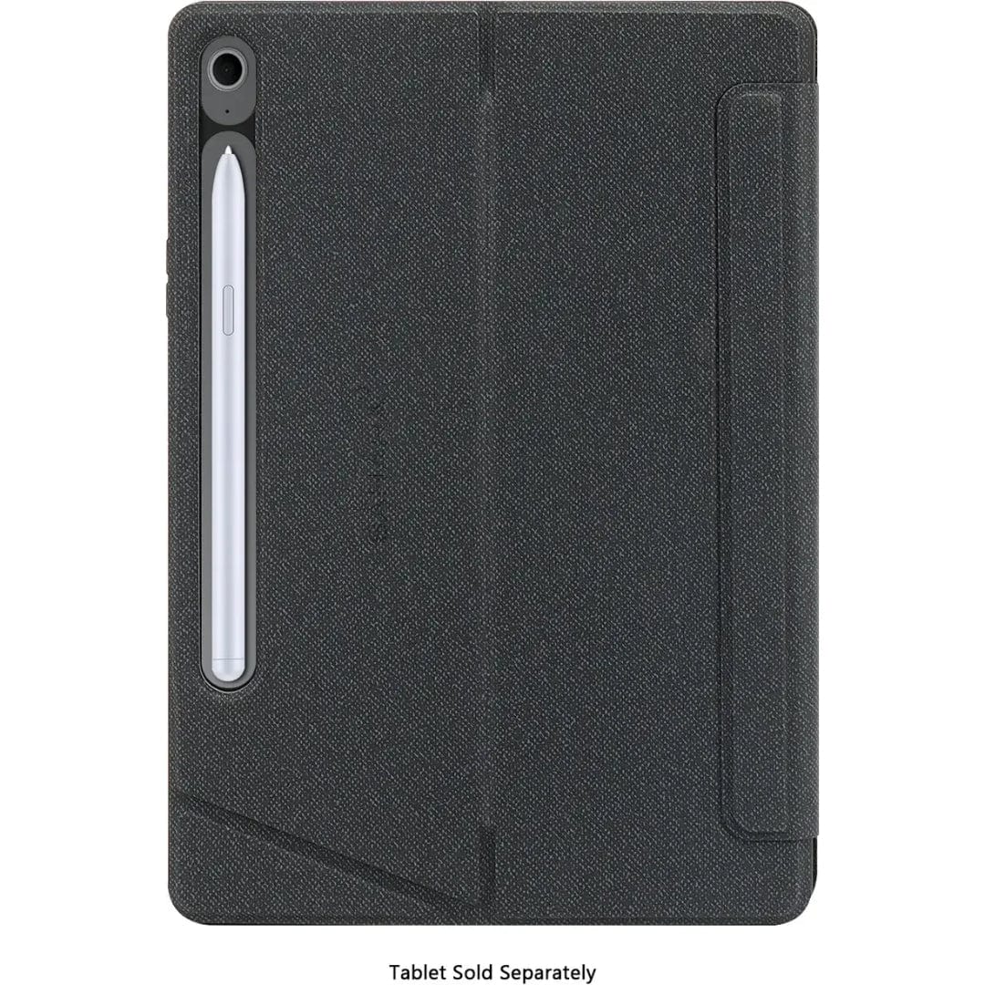 Rear view of the SaharaCase black tablet cover and camera opening